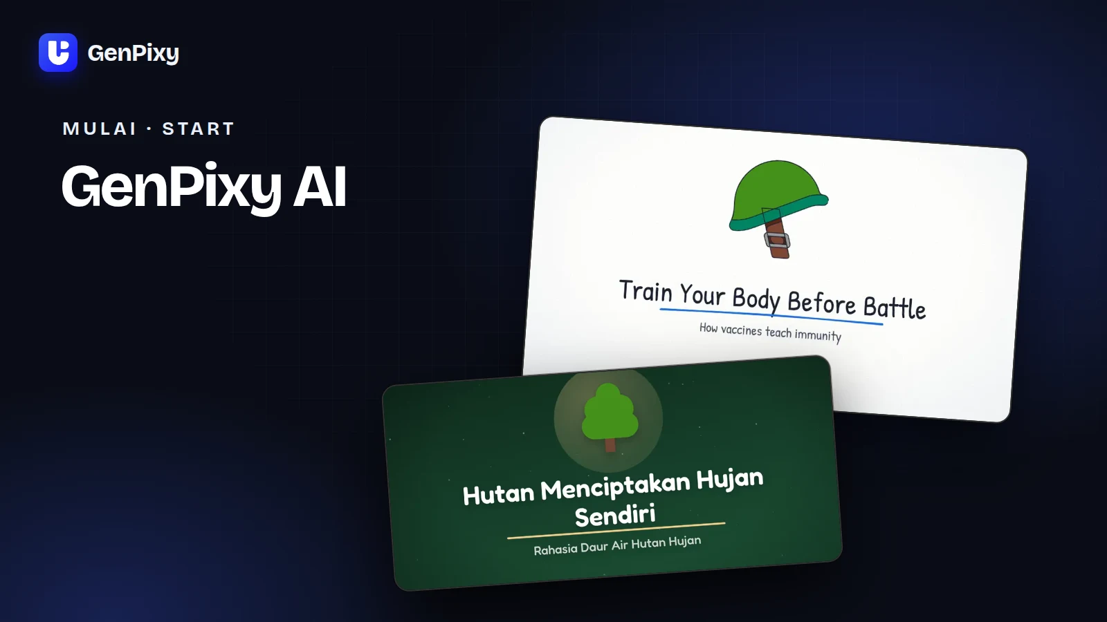 Contoh video GenPixy AI dengan gaya papan tulis dan warna penuh