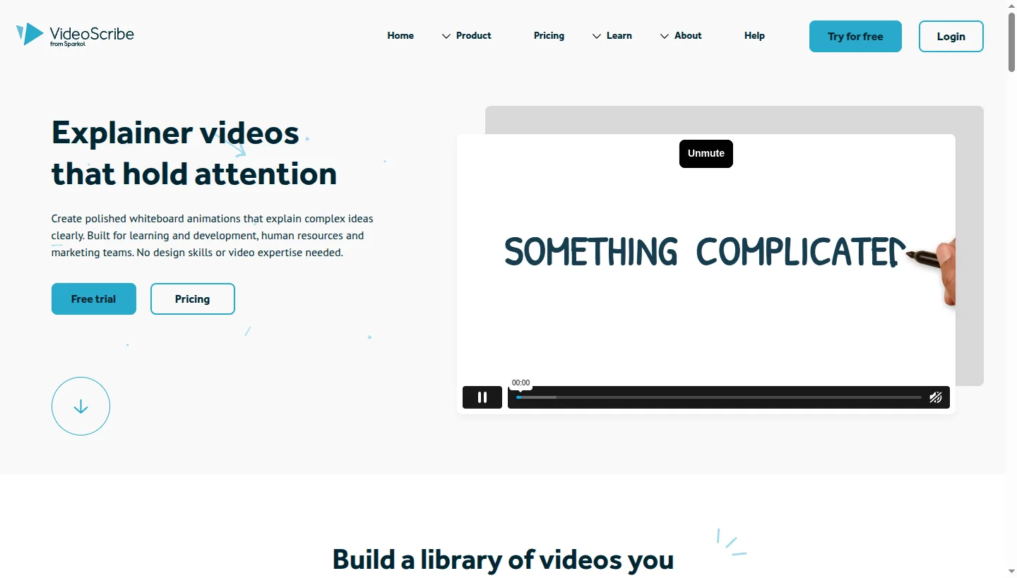 The VideoScribe home page