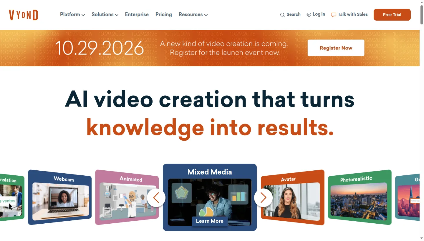 The Vyond home page